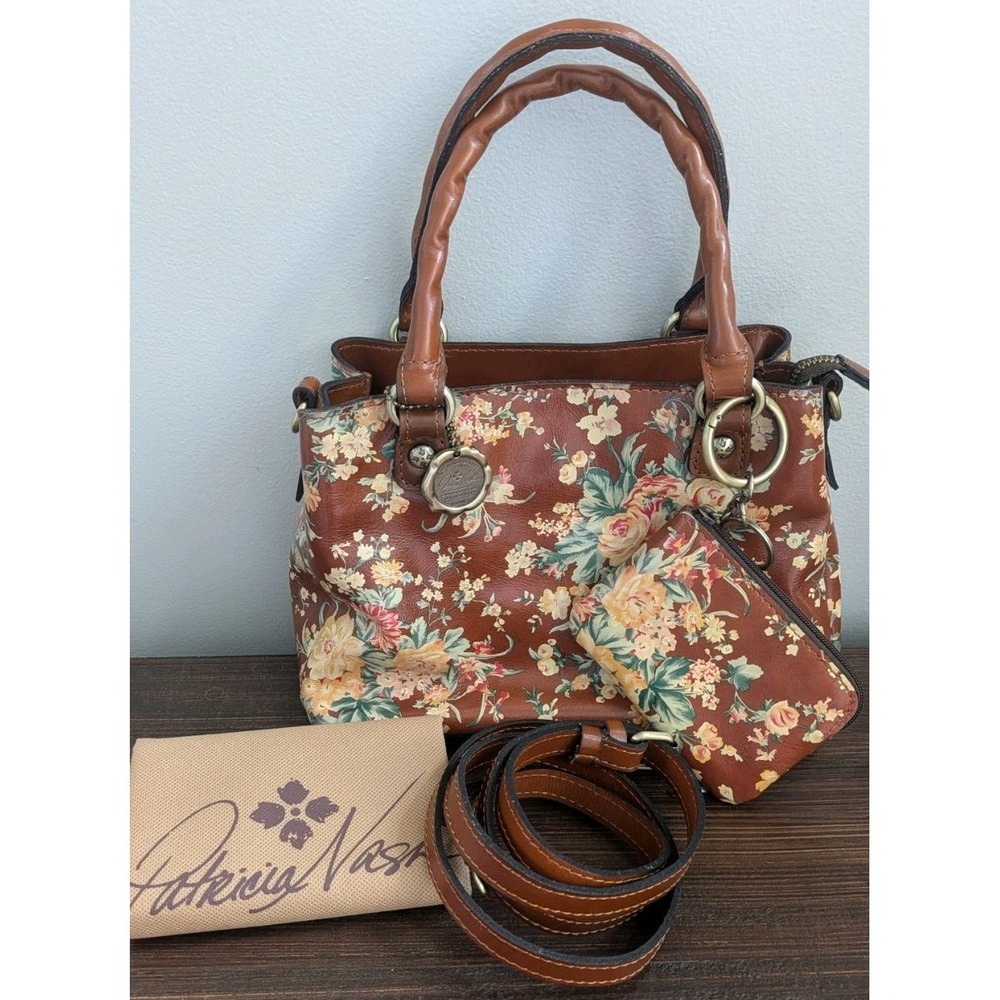 Patricia Nash Norcia Satchel Floral Leather Vintage Botanical Crossbody Strap